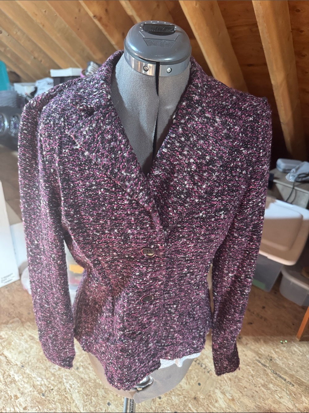 Dress Barn Purple Bouclé Blazer Jacket